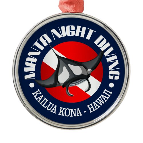 Manta Night Diving (Kailua Kona) Metal Ornament