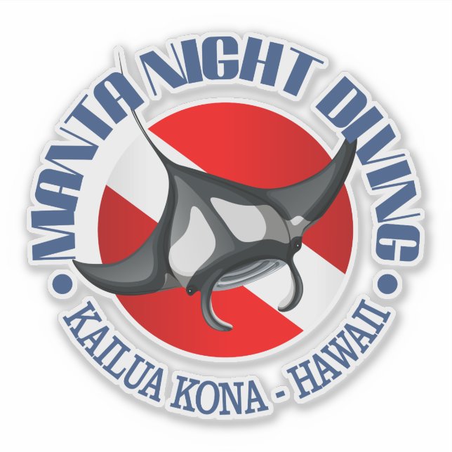 Manta Night Diving (Kailua Kona) Sticker (Front)