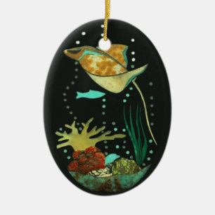 Manta Ray Ceramic Ornament