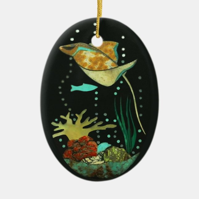 Manta Ray Ceramic Ornament (Front)