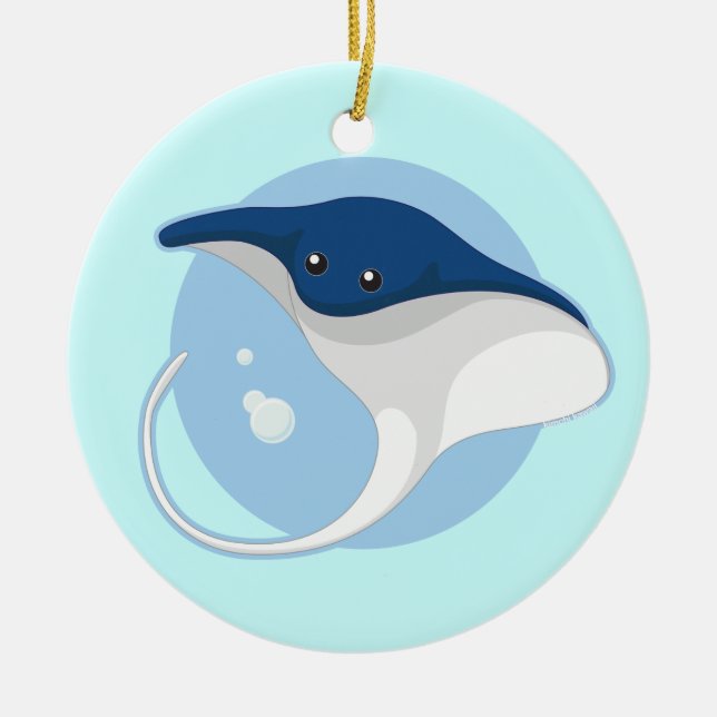 Manta Ray Ceramic Ornament (Front)