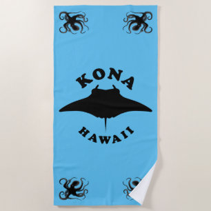 Manta Ray Diving in Kona, Hawaii Beach Towel