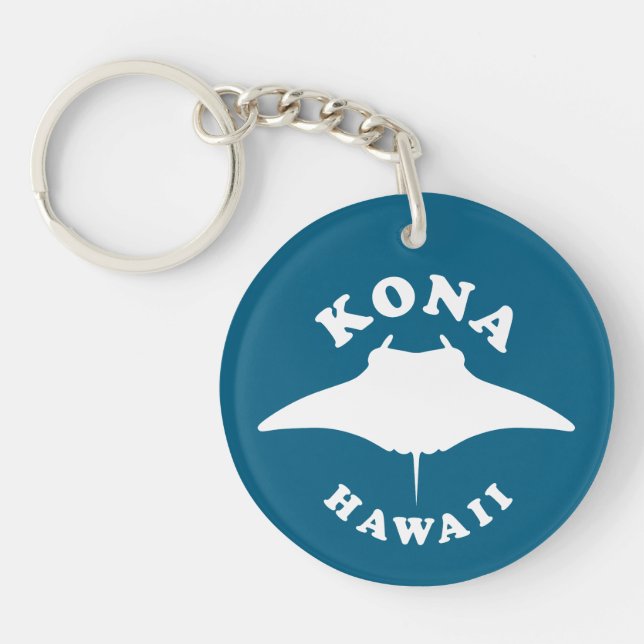 Manta Ray Diving in Kona, Hawaii Keychain (Front)