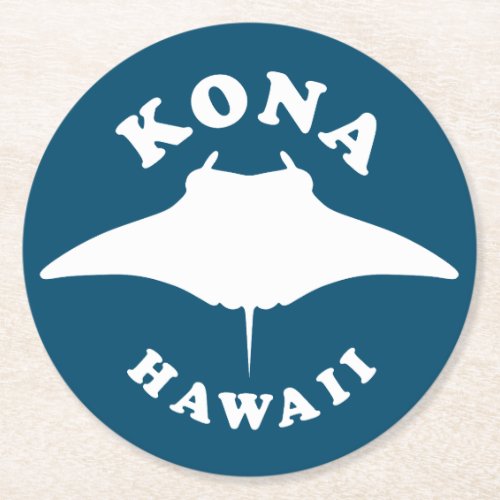 Manta Ray Diving in Kona Hawaii Round Paper Coaster