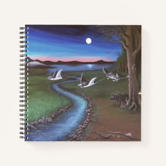 Manta ray flying through landscape Spiral Notebook