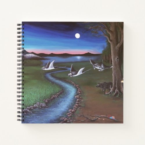 Manta ray flying through landscape Spiral Notebook