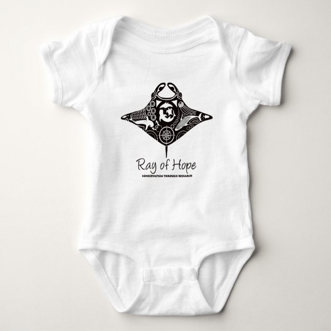 Manta Ray of Hope MMF Baby Romper Suit Black Print (Front)