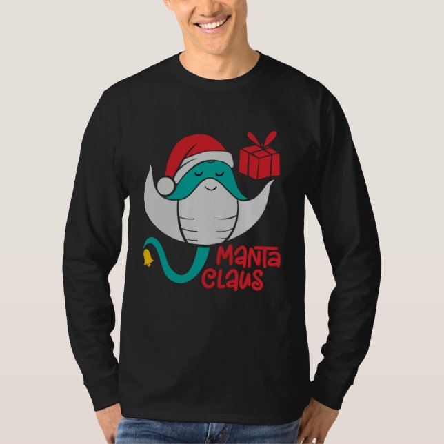 Manta Ray Santa Christmas Beach   Manta Claus T-Shirt (Front)