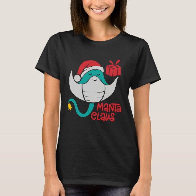 Manta Ray Santa Christmas Beach   Manta Claus T-Shirt (Front)