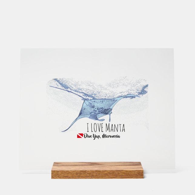 Manta Ray Silhouette Acrylic Sign (Front)