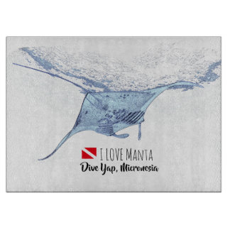 Manta ray silhouette cutting board