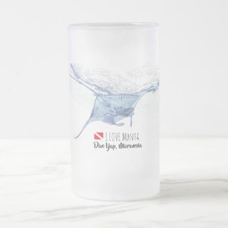 Manta ray silhouette frosted glass beer mug