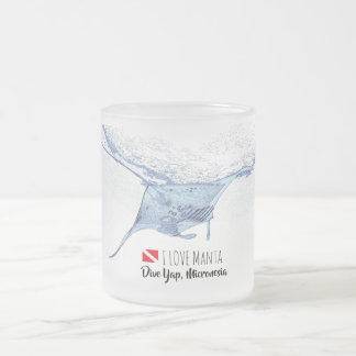 Manta ray silhouette frosted glass coffee mug