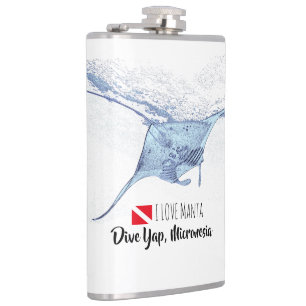 Manta ray silhouette frosted glass coffee mug flask