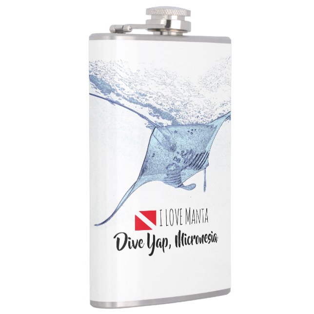 Manta ray silhouette frosted glass coffee mug flask (Right)