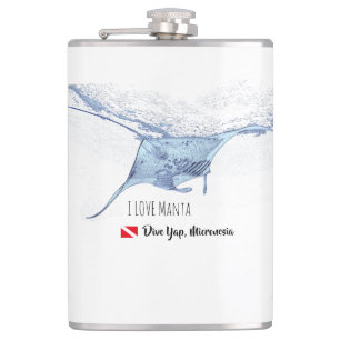 Manta ray silhouette frosted glass coffee mug flask