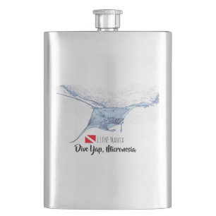 Manta ray silhouette frosted glass coffee mug flask