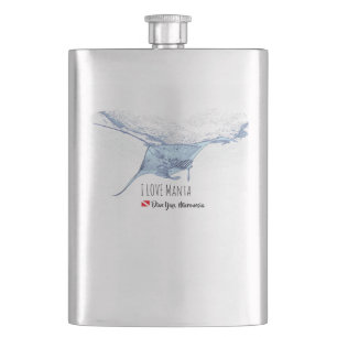 Manta ray silhouette frosted glass coffee mug flask