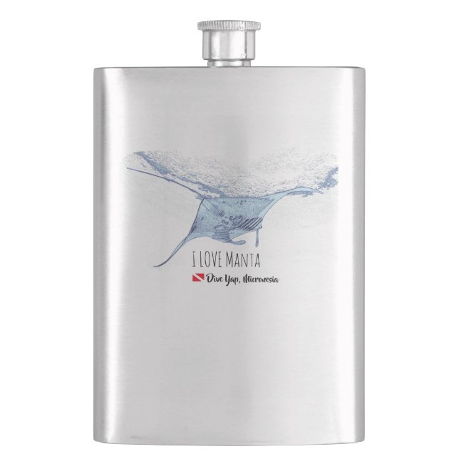 Manta ray silhouette frosted glass coffee mug flask (Front)