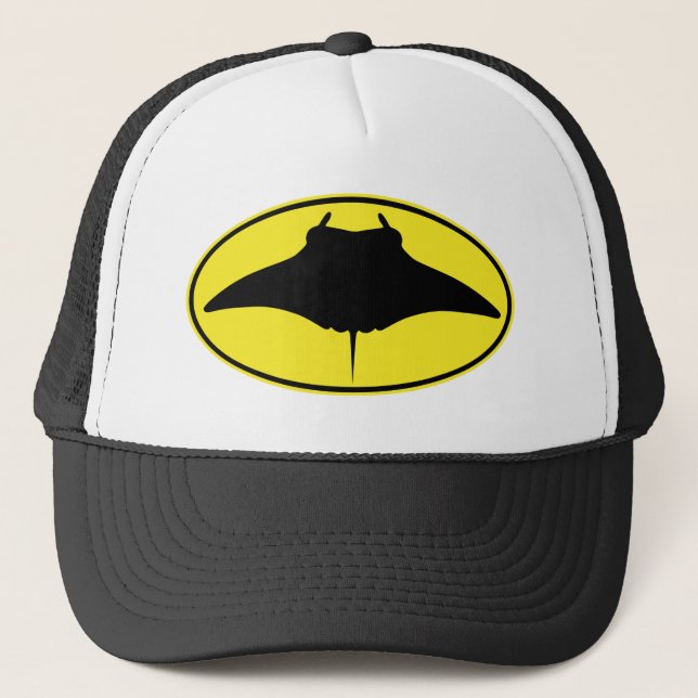 Manta Ray Silhouette Logo Trucker Hat (Front)