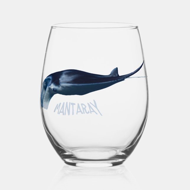 Manta Ray Stemless Wine Glass (Front)