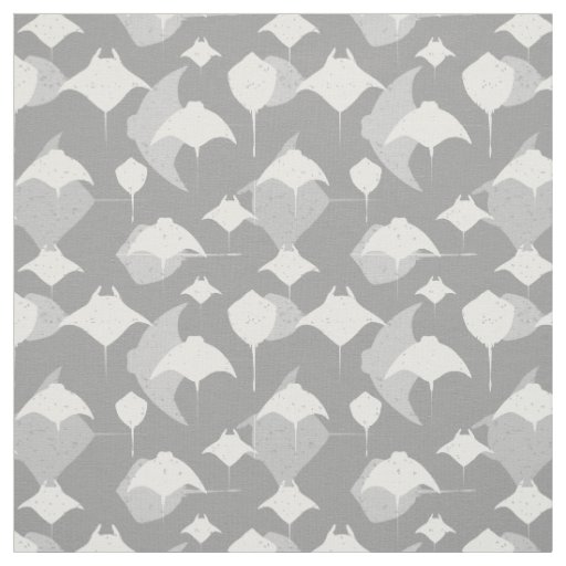 Manta Ray Stingray Gray White Pattern Fabric