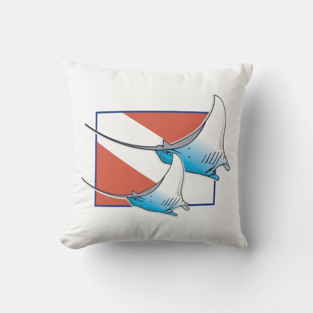 Manta Ray Throw Pillow (Front)