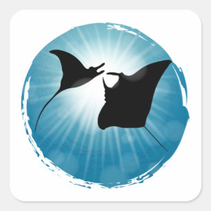 Manta Ray Underwater Aquatic Life Square Sticker