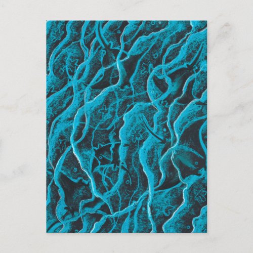 Manta Rays Ocean Fish Animals Waves Blue Black Art Postcard