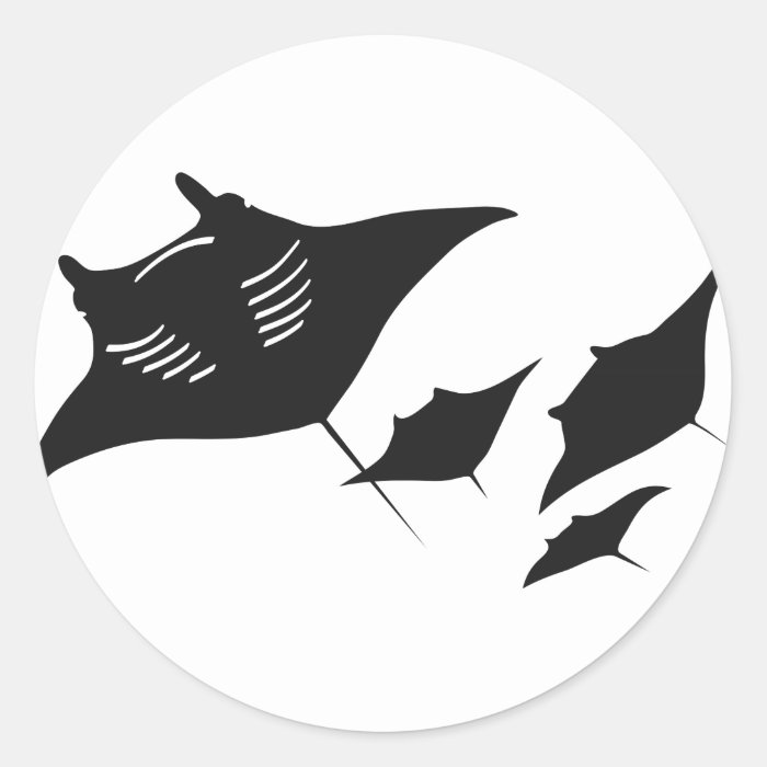 mantarochen manta ray scuba diving dip divers round stickers