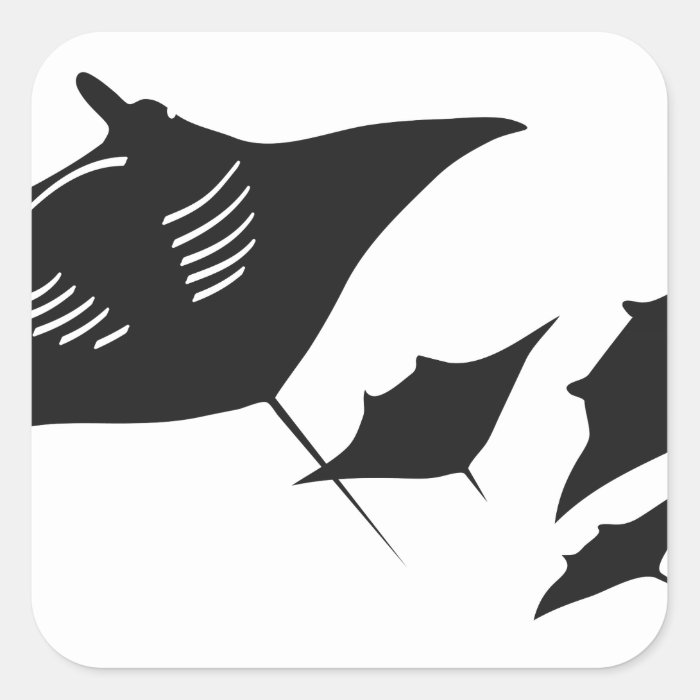 mantarochen manta ray scuba diving dip divers square stickers