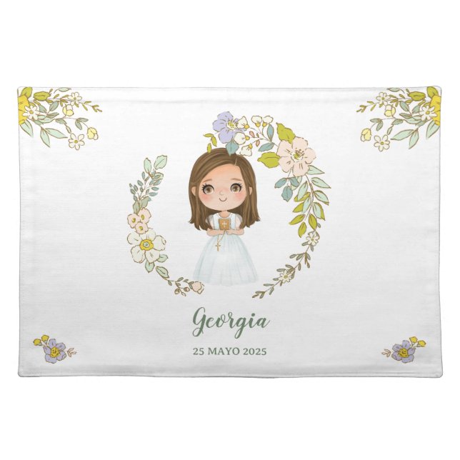 Mantel individual Primera Comunión GEORGIA Cloth Placemat (Front)