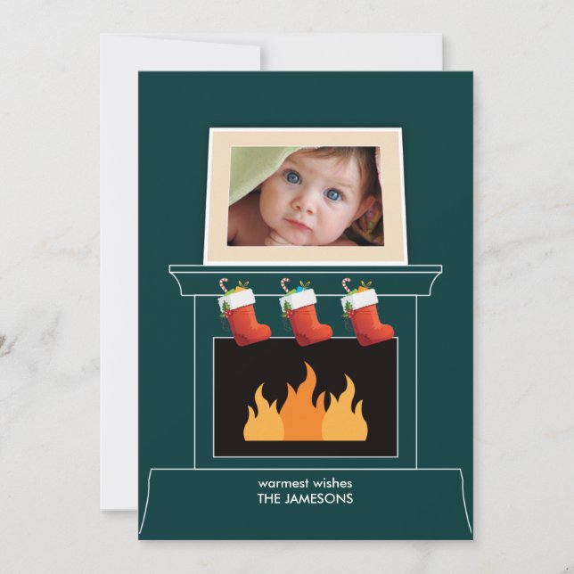 Mantelpiece Photo Holiday Card (Front)