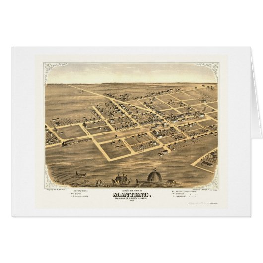 Manteno, IL Panoramic Map - 1869 Cards (Front Horizontal)