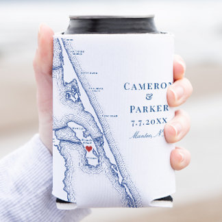Manteo NC Outer Banks Map Elegant Wedding Favor Can Cooler