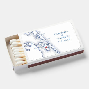 Manteo NC Outer Banks Map Elegant Wedding Matchboxes