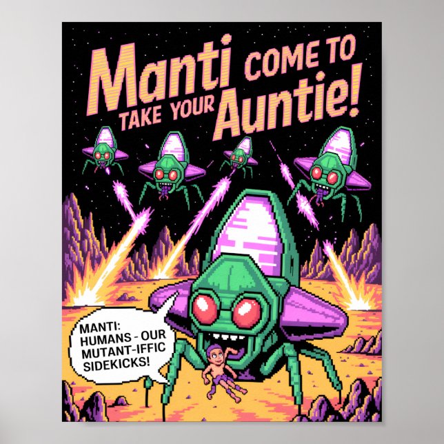  Manti Aliens Abduction Party! Defender Arcade '81 Poster (Front)