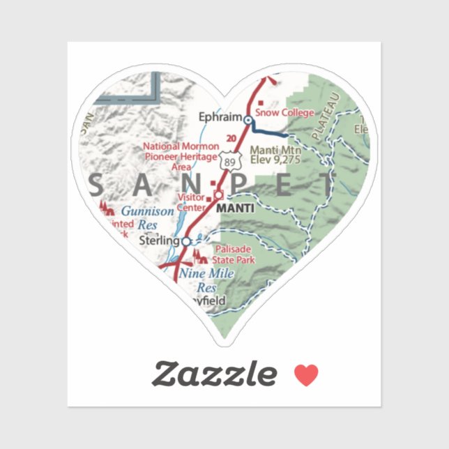 Manti Utah Map Sticker (Sheet)
