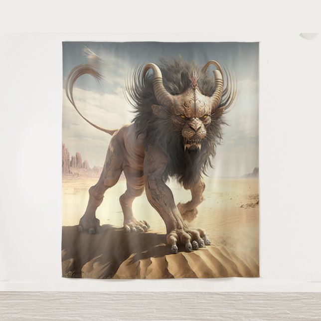 Manticore in a Desert Wall Tapestry (Front)