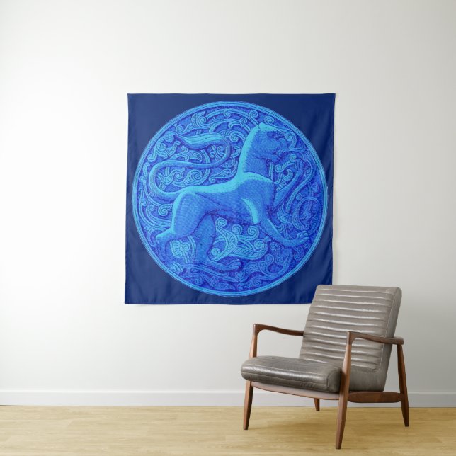 manticore in blue tapestry (In Situ)