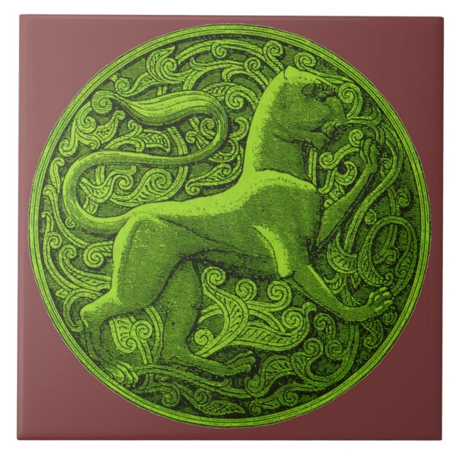 manticore in green ceramic tile (Front)