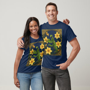 Mantid Insect And Yellow Jasmine Flowers T-Shirt