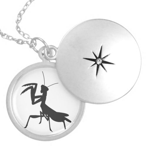 Mantis in silhouette _ Choose background color Locket Necklace