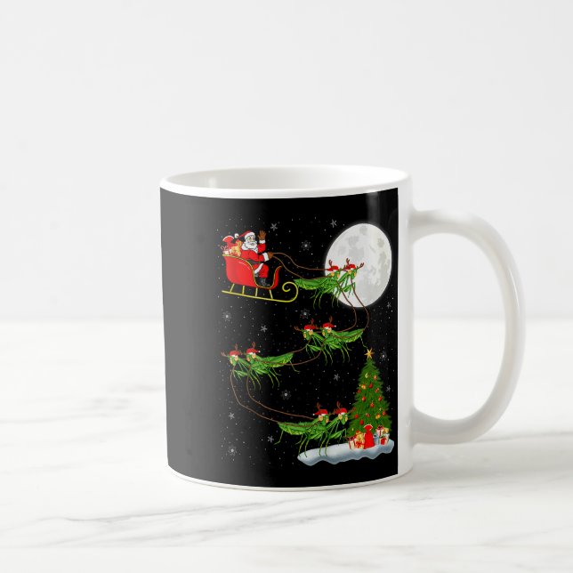 Mantis Insect Santa Sleigh Flying Funny Magical Ch Coffee Mug (Right)