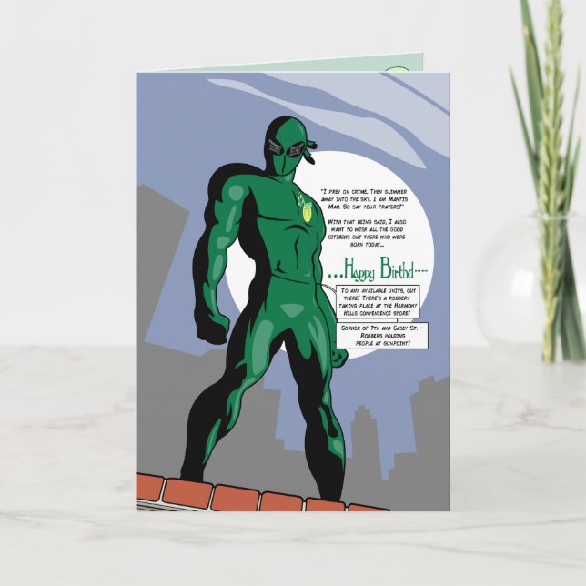 Mantis Man Birthday Card (Front)