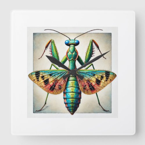 Mantispid Insect Dorsal View 210624IREF117 _ Water Square Wall Clock