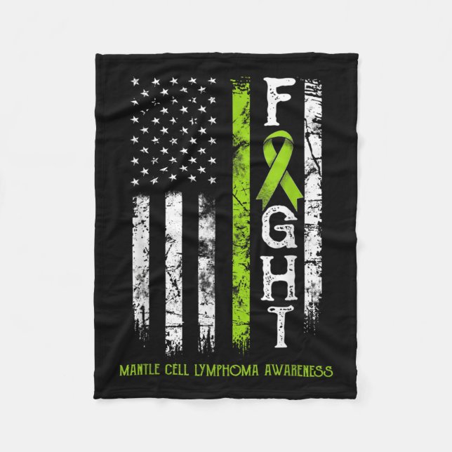 Mantle Cell Lymphoma Warrior Us Flag  Fleece Blanket (Front)