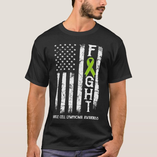 Mantle Cell Lymphoma Warrior US Flag T-Shirt (Front)