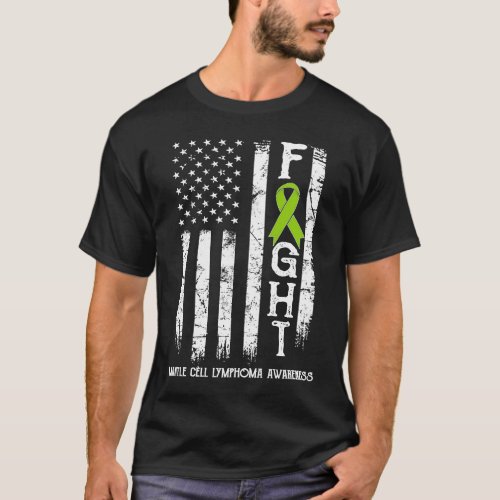 Mantle Cell Lymphoma Warrior US Flag T_Shirt