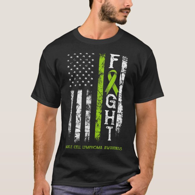 Mantle Cell Lymphoma Warrior Us Flag  T-Shirt (Front)